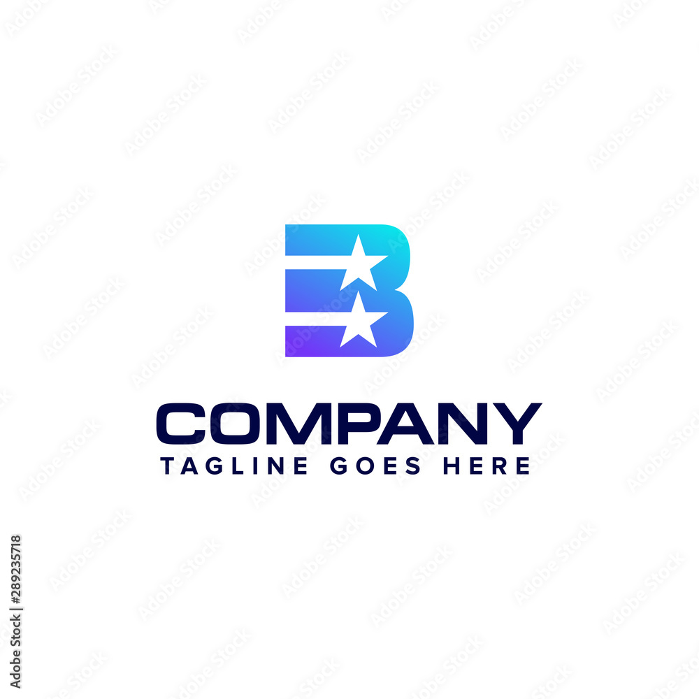 letter B with star logo design concept template letter B with star logo design concept template
