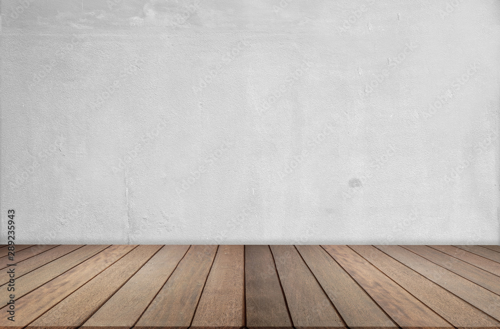 Wood floor and cement wall, empty room for background. Big empty room in grange style with wooden floor Wood floor and cement wall, empty room for background. Big empty room in grange style with wooden floor
