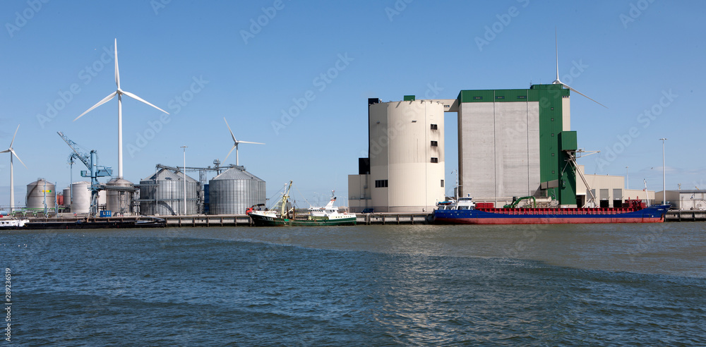 Grain storage Eemsmond Groningen Netherlands. Harbor,