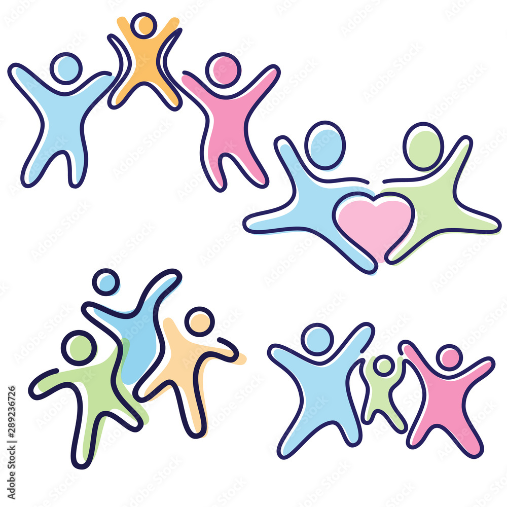 Set of family vector holding hands icon symbol on the white background Set of family vector holding hands icon symbol on the white background