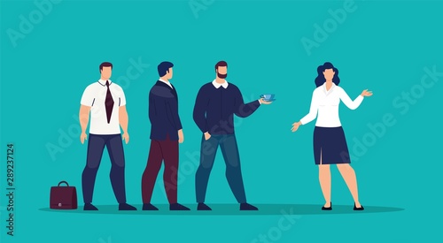 Businesswoman Meeting with Partners Flat Vector