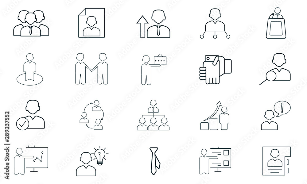  Management  outline icons flat style used for website.