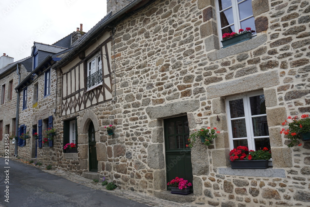 street of half timbered and stone houses in old town