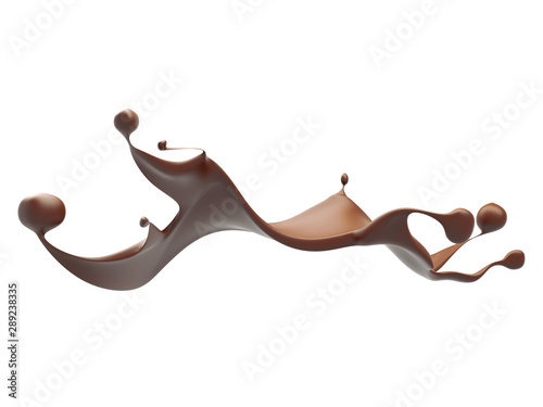Shiny chocolate liquid splash on white background
