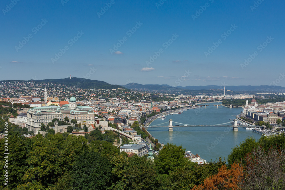 trip and walk the streets in Budapest, Hungary, in the summer.panorama of ancient Budashet top view.Travel to Budapest, Hungary.