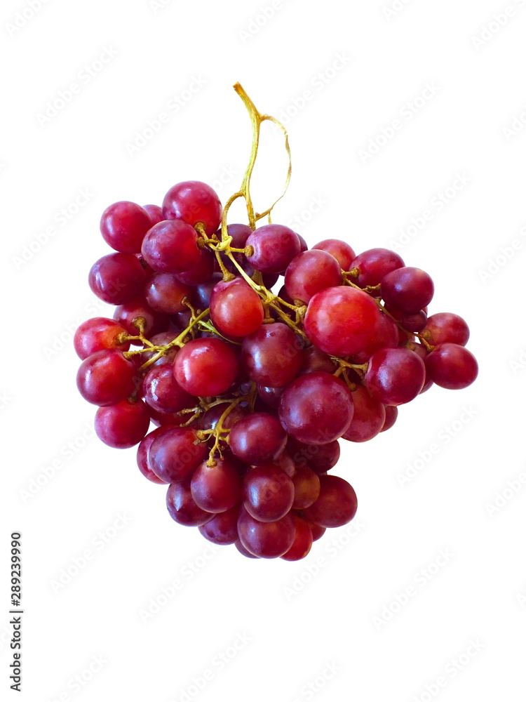 red grapes isolated on white background.