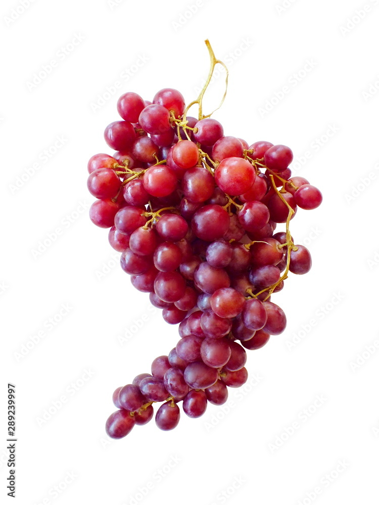 red grapes isolated on white background.