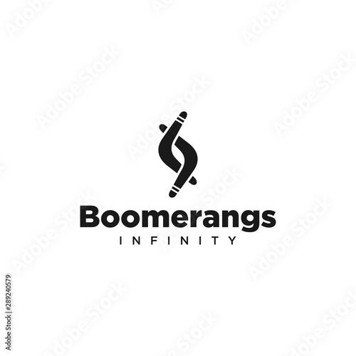 Illustration of two interconnected boomerang forms such as an infinity sign