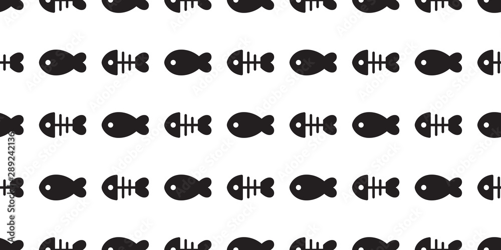 fish bone Seamless pattern vector tuna shark salmon cartoon scarf isolated dolphin whale ocean sea repeat wallpaper tile background illustration design
