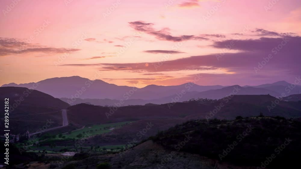 time lapse purple orange sunset marbella mountains, vacation destination, clouds moving beautiful scene time lapse purple orange sunset marbella mountains, vacation destination, clouds moving beautiful scene