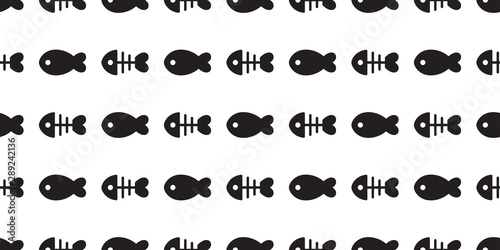 fish bone Seamless pattern vector tuna shark salmon cartoon scarf isolated dolphin whale ocean sea repeat wallpaper tile background illustration design