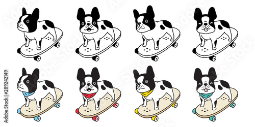 dog vector french bulldog puppy skateboard icon cartoon character symbol breed illustration doodle design