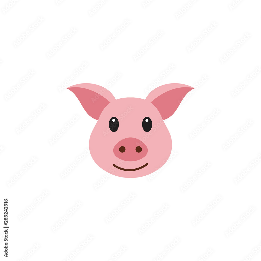 Pig head / face or pork bacon flat vector color icon for animal apps Pig head / face or pork bacon flat vector color icon for animal apps