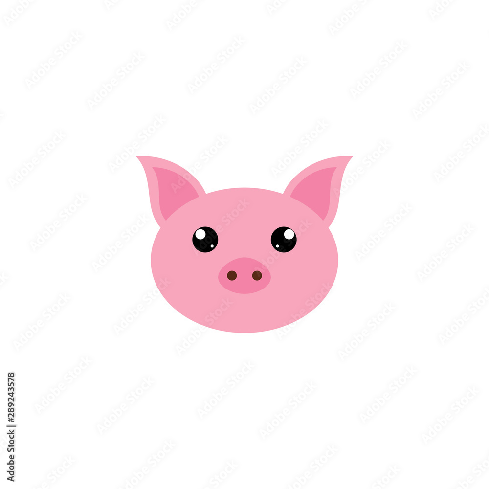 Pig head / face or pork bacon flat vector color icon for animal apps Pig head / face or pork bacon flat vector color icon for animal apps