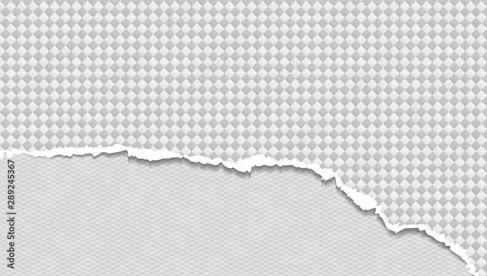 Set of torn, ripped squared paper strip with soft shadow are on ...