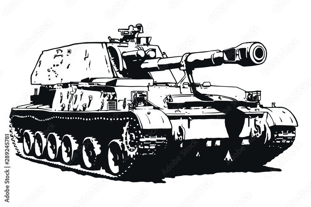 eps10 black vector tank or panzer solid icon isolated on white