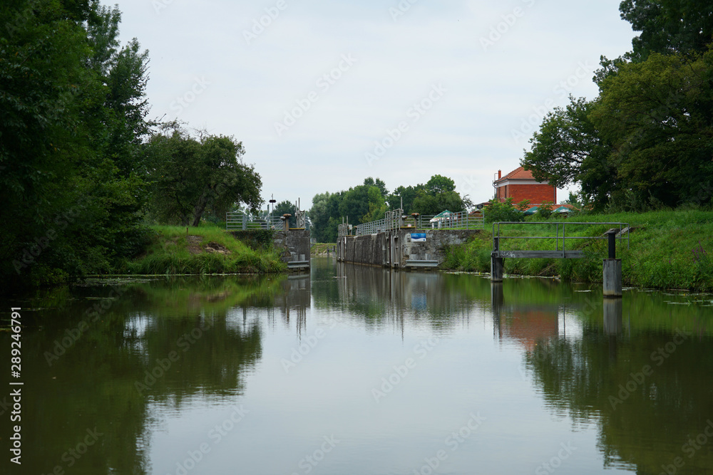 Bata Canal on the Morava River used for transportation and recreation, Czech Republic