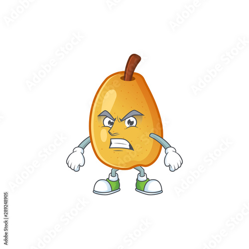 Scream sweet fragrant pear cartoon on white background