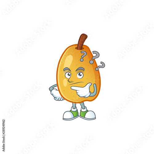 Thinking ripe fragrant pear fruit cartoon character
