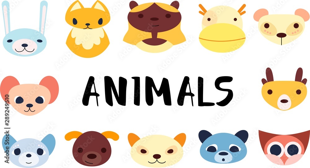 Collection of cute simple animals avatars Collection of cute simple animals avatars