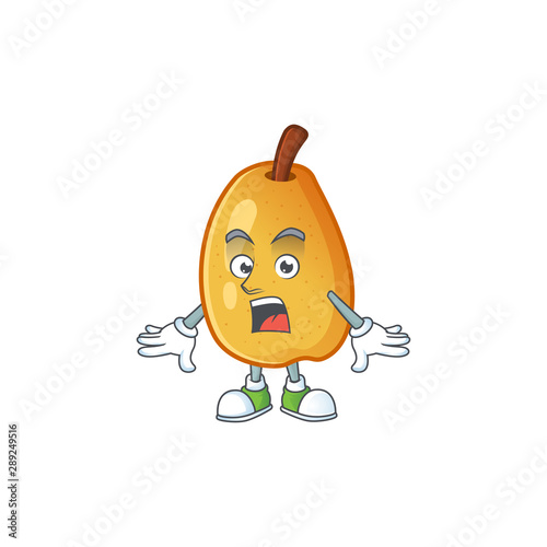 Surprised ripe fragrant pear fruit cartoon character