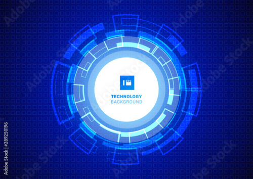 Abstract circle digital business technology blue background.