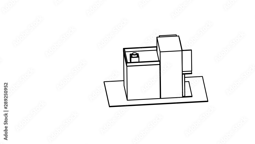 line art isometric icon of shop building line art isometric icon of shop building
