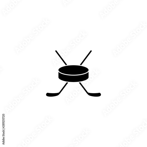 Hockey stick icon. Black filled vector illustration. Hockey stick symbol on white background. Can be used in web and mobile.