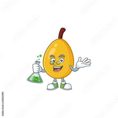 Professor fresh loquat cute cartoon character style.
