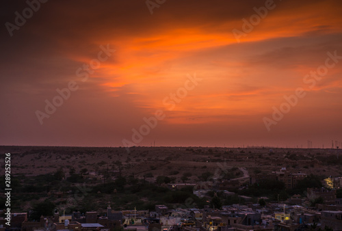 Sunset in Golden City Jaisalmer in Rajasthan © Mubarak