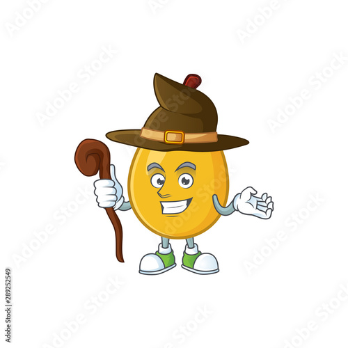 Witch loquat cartoon mascot for diet food.