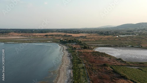 Wallpaper Mural Aerial drone footage, pond beach near Montpellier, France. Torontodigital.ca