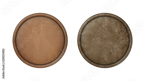 Round leather patch with seam. To insert company logo.