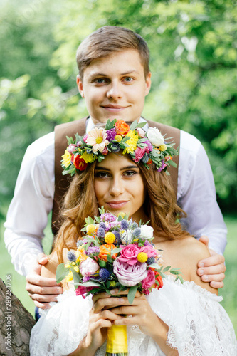 Happy bride and groom faces...