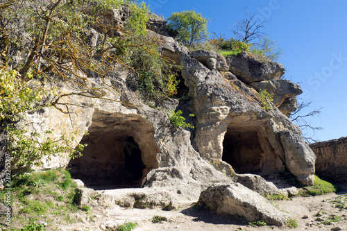 Caves are dwellings in the ancient abandoned city of Chufut-Kale.