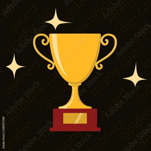 Award icons. Web site. Trophy cup on dark background