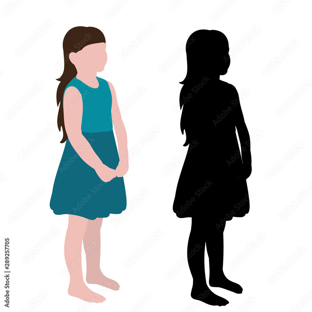 child and in a flat style, girl
