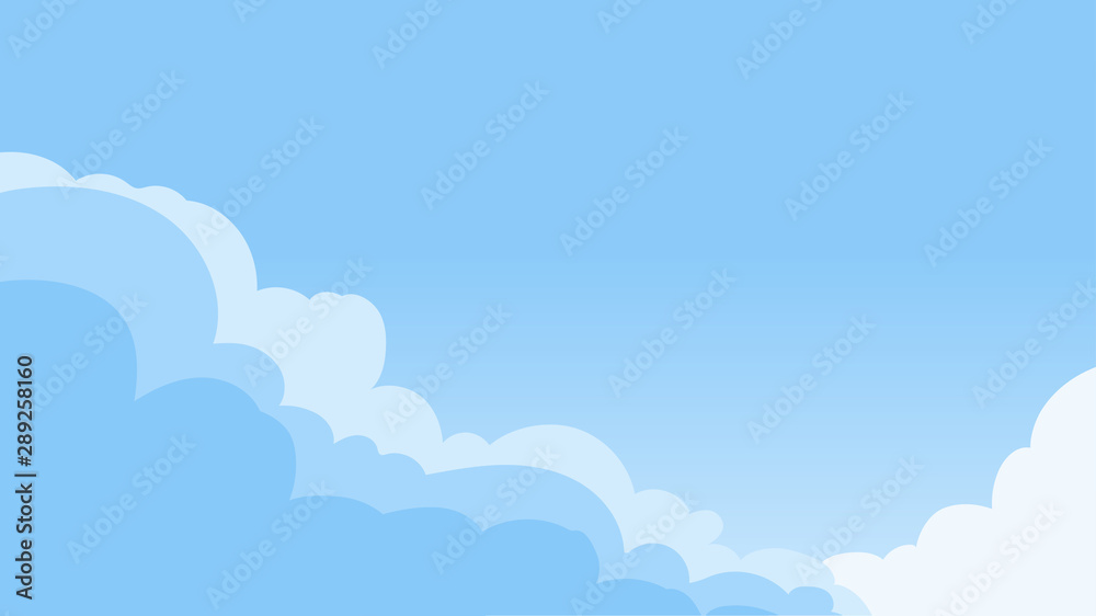 Landscape blue sky and white clouds on sunny day.Sky and cloud background.cartoon sky concetp.Vector illustration