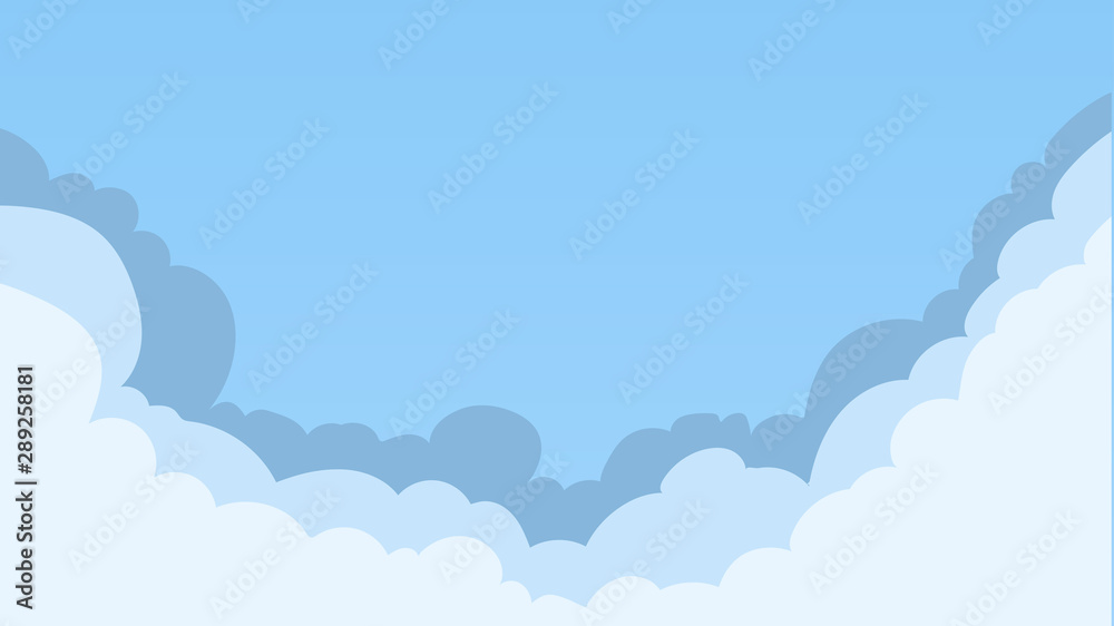 Set white cartoon clouds isolated on blue background.Simple cartoon cloud concept. Vector illustration. Set white cartoon clouds isolated on blue background.Simple cartoon cloud concept. Vector illustration.