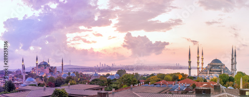 Blue Mosque and Hagia Sophia in the Istanbul panorama