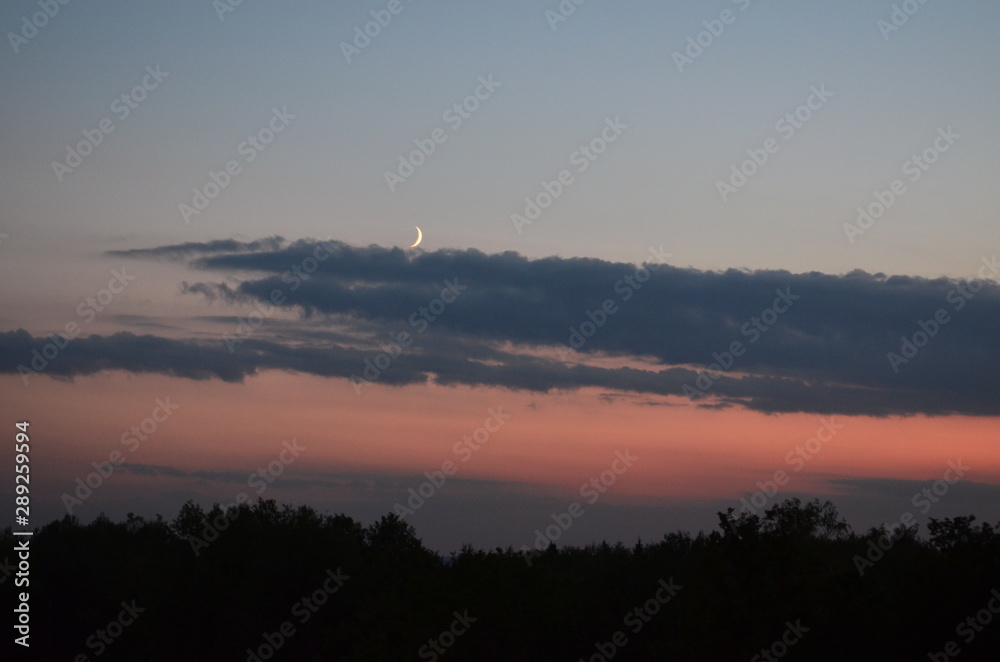 Fototapeta premium Закат, месяц