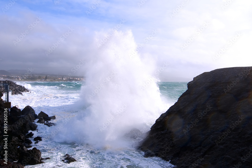Rough sea and big waves in São Roque, Azores
