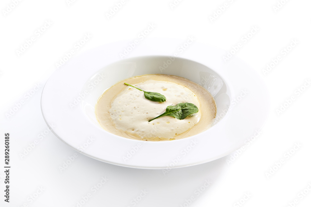 Cream soup with boletus forest mushrooms closeup Cream soup with boletus forest mushrooms closeup
