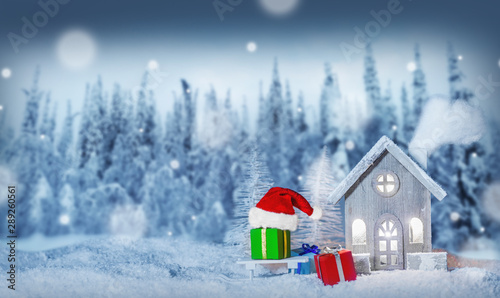 Christmas card with house in snow © yellowj