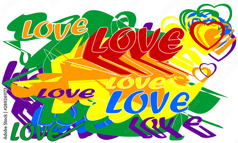 Love concept, poster, LGBT colors, stylish design.