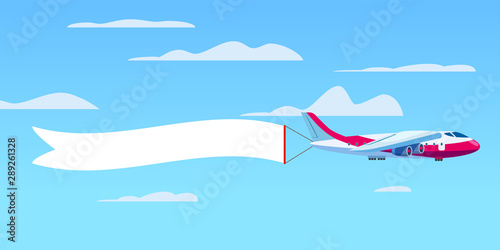 Cargo aircraft pulling advertisement banner