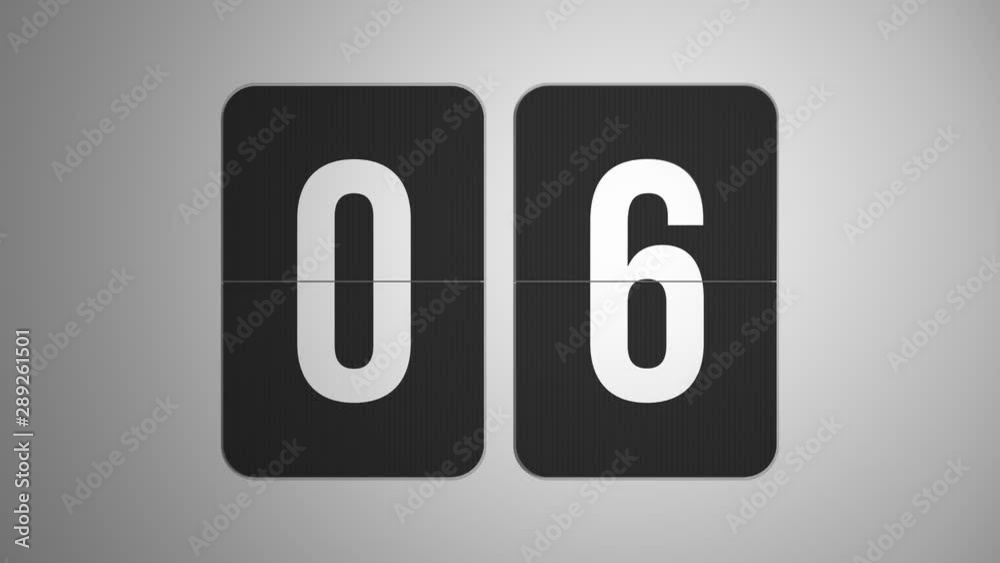 Black and White Flipboard 10 Second Countdown. Ten Second Counter for Top 10 Lists and Event Videos. Counts 10-0 in real time.