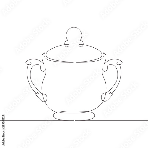  continuous single drawn line art doodle sugar bowl