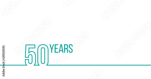 50 years anniversary or birthday. Linear outline graphics. Can be used for printing materials, brouchures, covers, reports. Stock Vector illustration isolated on white background