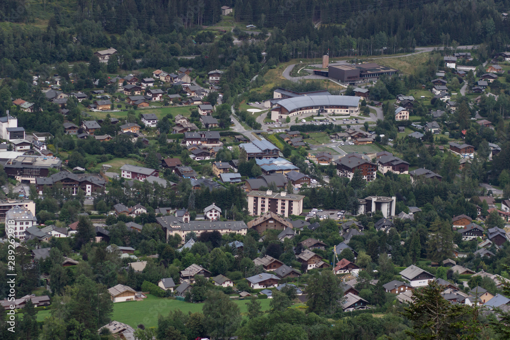 Chamonix Village top view, France